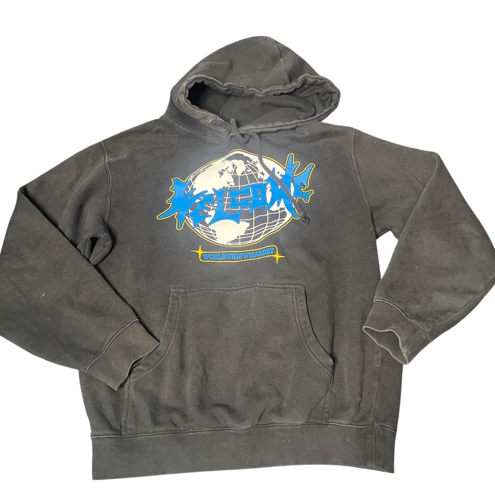 Welcome Skateboards Worldwide Wizardry Hoodie Mens Small Faded Black Graphic S
